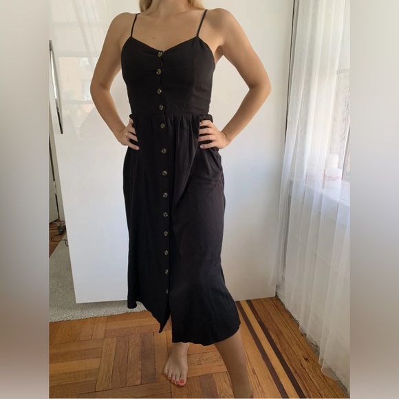 Black button through midi dress - Picture 3 of 14